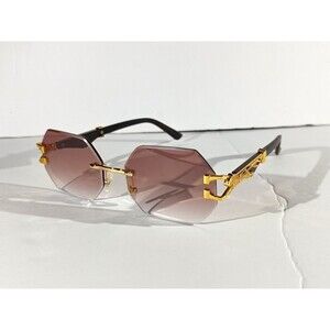 Luxury Rimless Sunglasses Women's Brown Tint